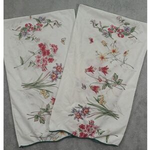 Vintage Springs Floral Pillowcase Set Trim Flowers‎ Butterfly Cottagecore